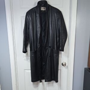 Global Identity G-III 80's Vintage Black Leather Trench Coat for Men